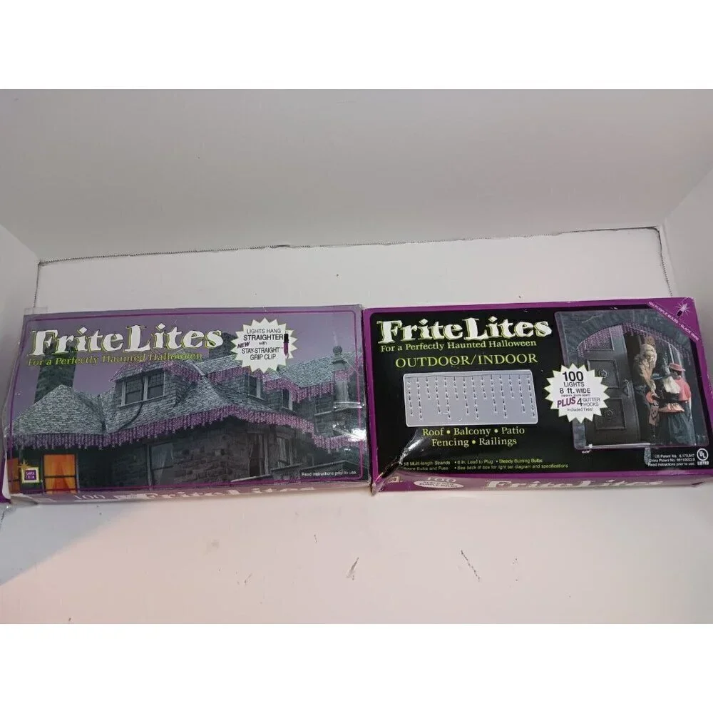 Vintage Halloween Frite Lites String Lights Purple Santa Trim 100 Packs Lot Of 2